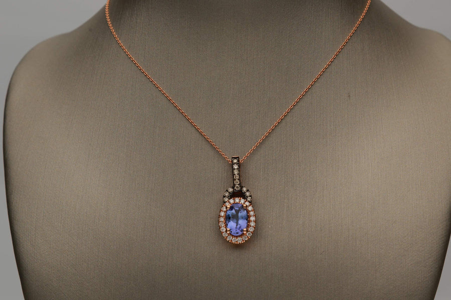 Amelia 10K Rose Gold Oval-Cut Tanzanian Tanzanite Pendant