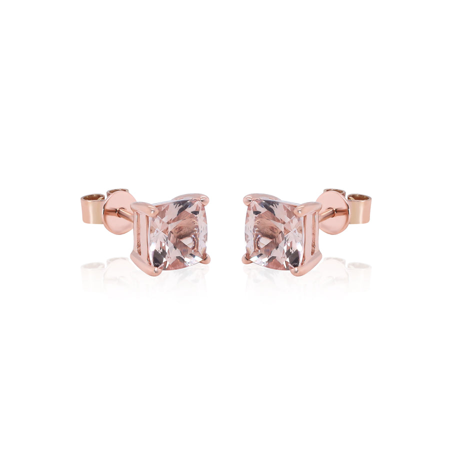 Elsa 14K Rose Gold Cushion-Cut Madagascar Morganite Earring