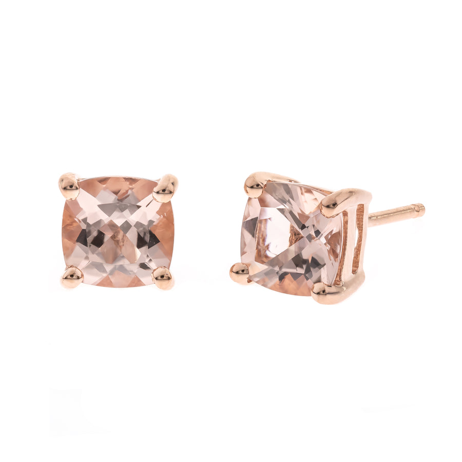 Elsa 14K Rose Gold Cushion-Cut Madagascar Morganite Earring