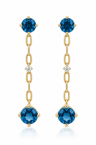 Gabriel 10K Yellow Gold Round-Cut Brazilian London Blue Topaz Earrings