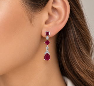 Amelie 14K White Gold Pear-Cut Mozambique Ruby Earrings