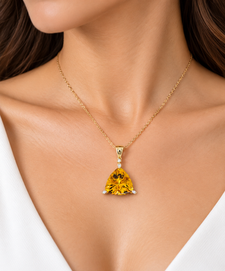 Valerie 14K Yellow Gold Trillion-Cut Citrine Pendant