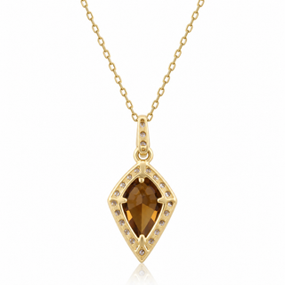 Valerie 10K Yellow Gold Pear-Cut Whisky Quartz Pendant
