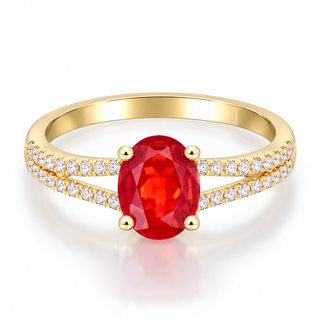 Esme 14K Yellow Gold Oval-Cut Mexican Fire Opal Ring