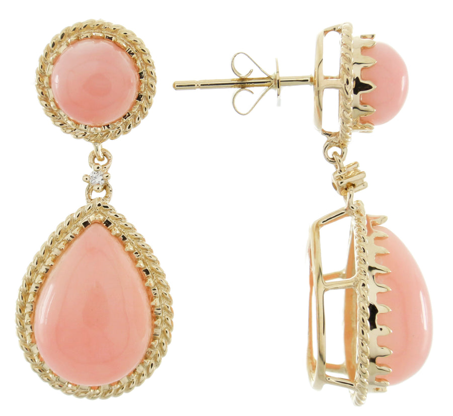 Billie 14K Yellow Gold Pear-Cut Peruvian Pink Opal Earrings