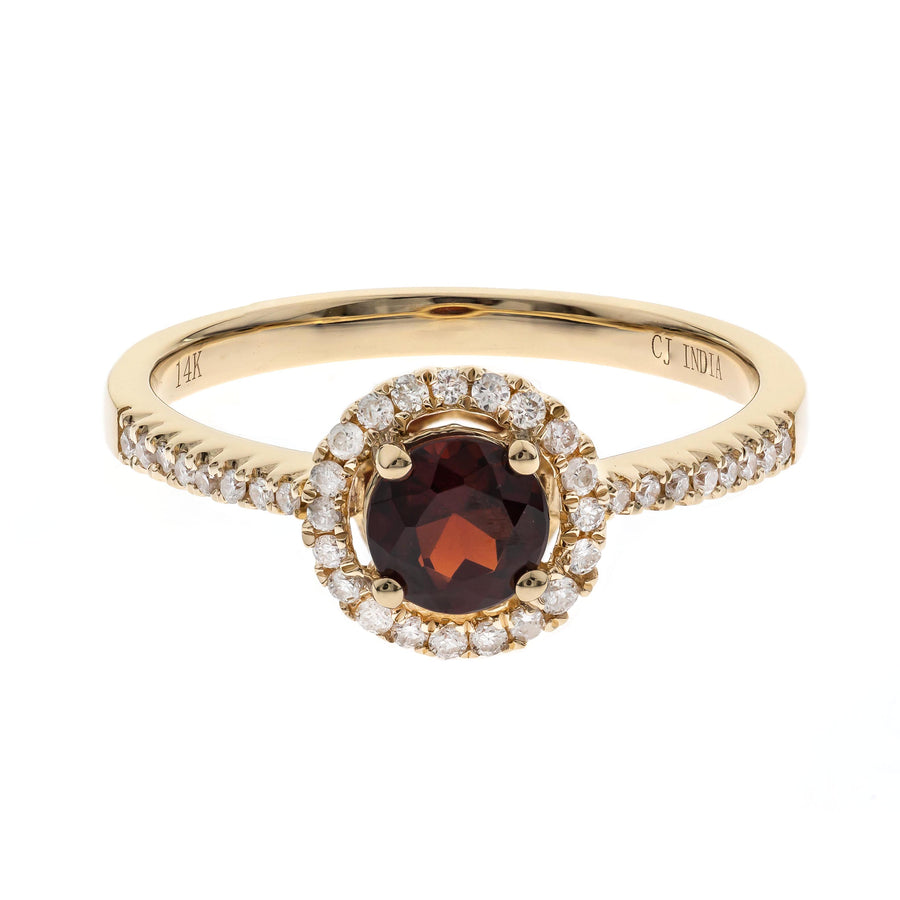 Sofia 14K Yellow Gold Round-Cut Garnet Ring