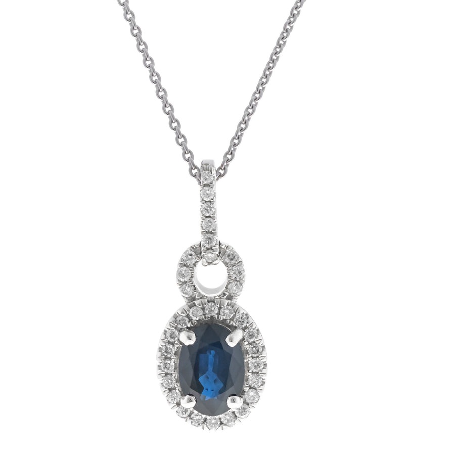 Cora 14K White Gold Oval-Cut Ceylon Blue Sapphire Pendant