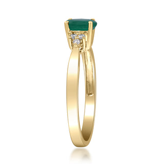 Radiant Elegance: Aliana 10K Yellow Gold Ring with Oval-Cut Natural Zambian Emerald