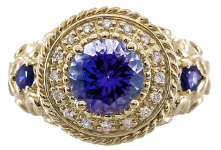 Kylie 14K Yellow Gold Round-cut Tanzanian TanzaniteRing