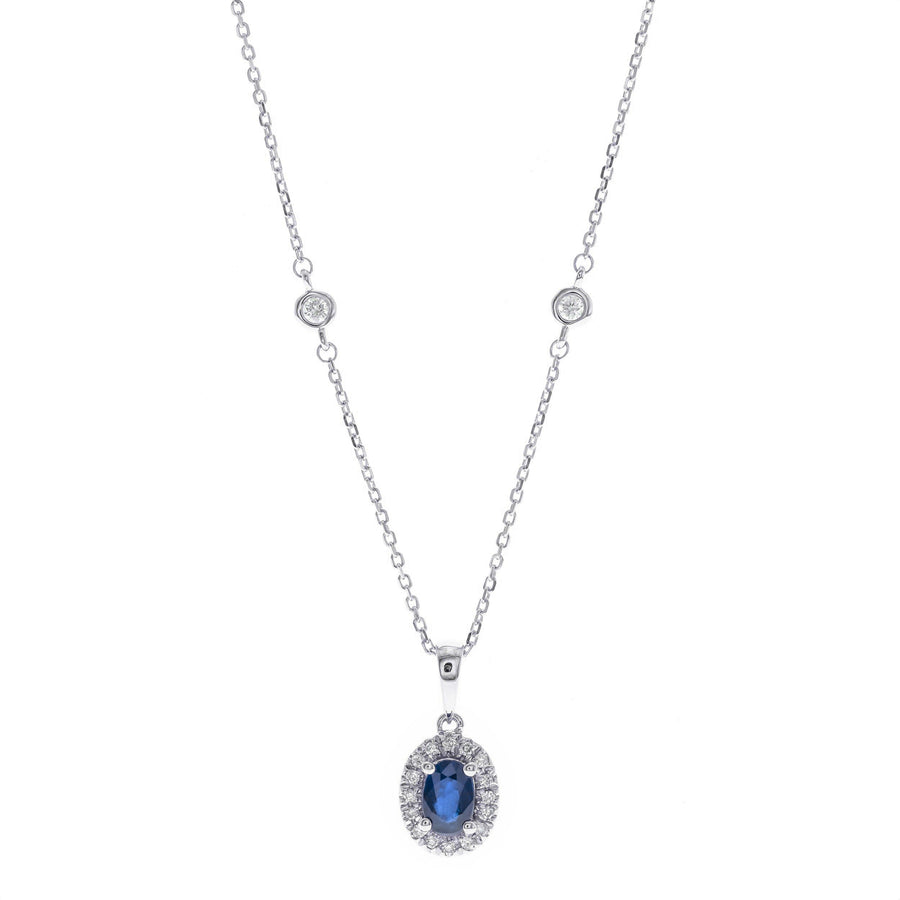 Norah 10K White Gold Oval-Cut Ceylon Blue Sapphire Pendant