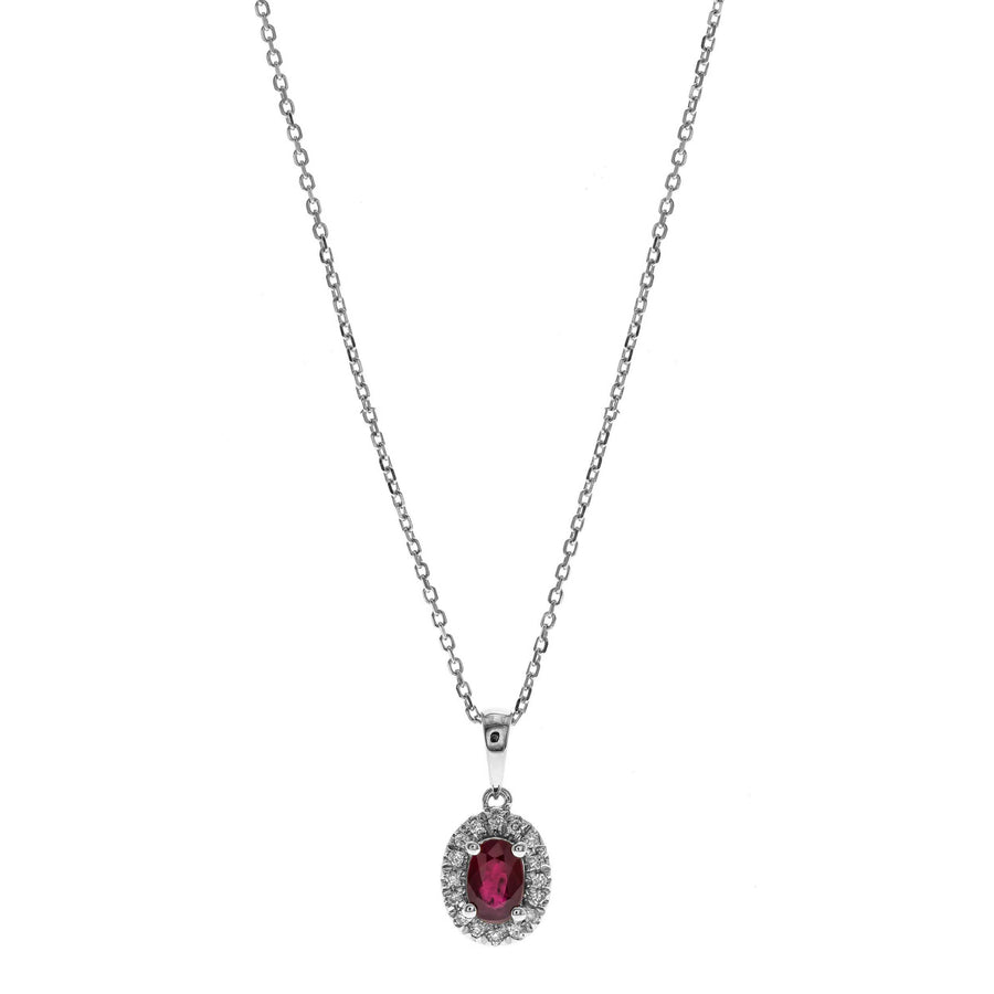 Eden 10K White Gold Oval-Cut Mozambique Ruby Pendant