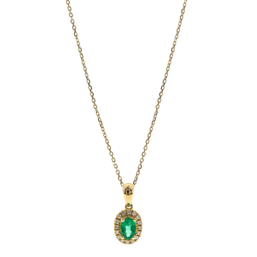 Abigail 10K Yellow Gold Oval-Cut Natural Zambian Emerald Pendant