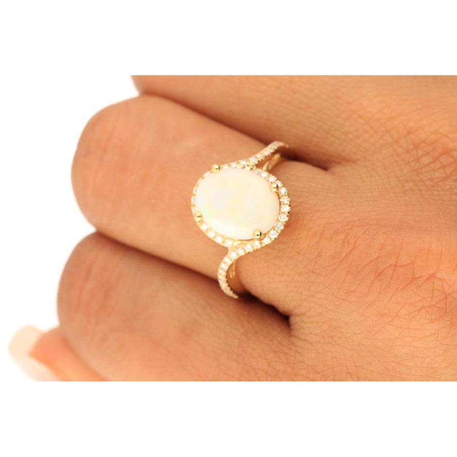 Eleanor 14K Yellow Gold Oval-cut African Opal Ring