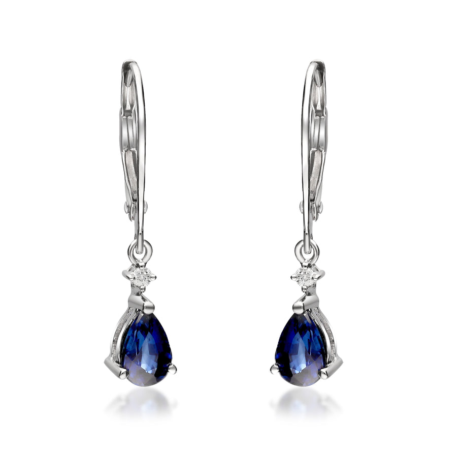 Anika 14K White Gold Pear-Cut Ceylon Blue Sapphire Earrings