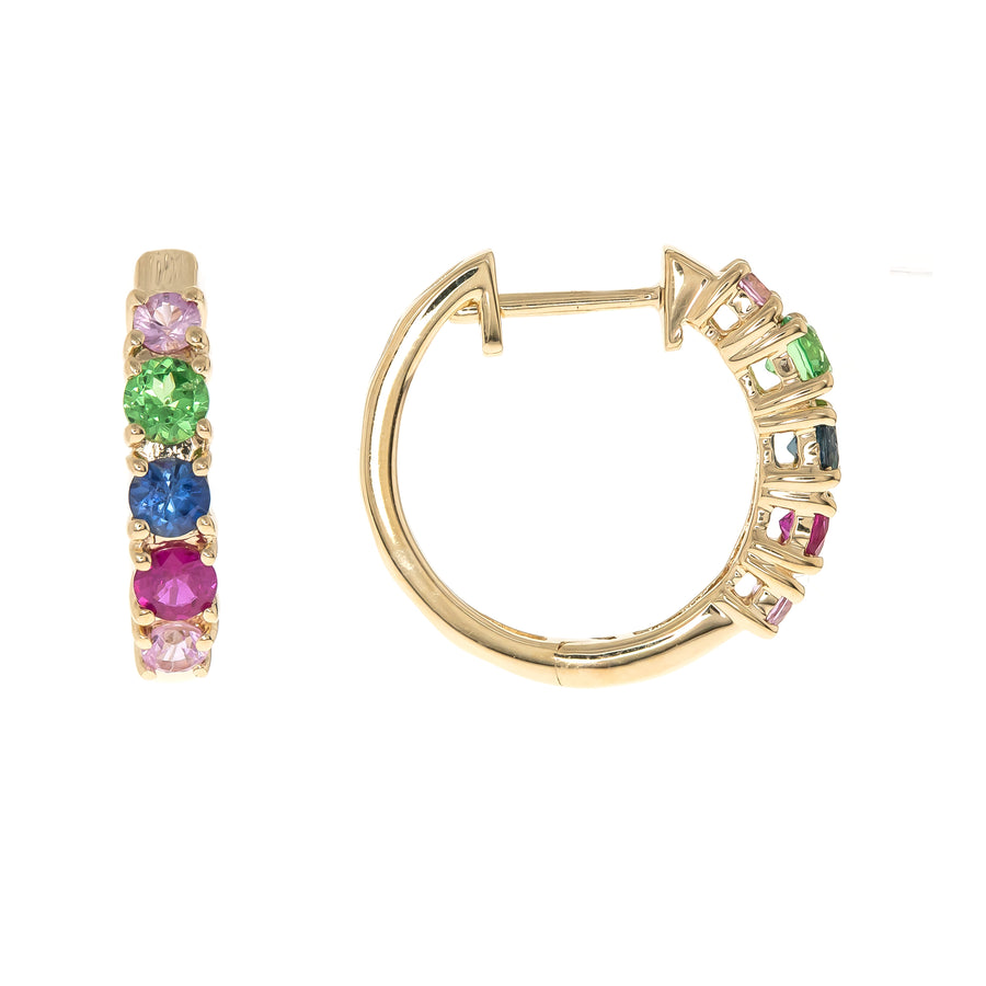 Everett 10K Yellow Gold Round-Cut Multi Sapphire Earring