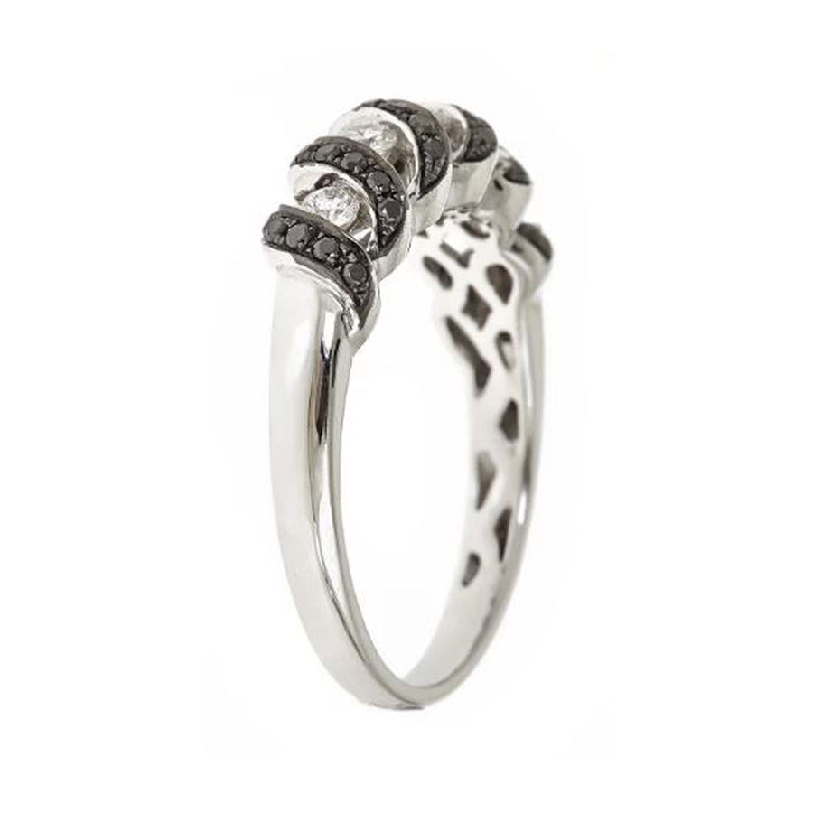 Vida 10K White Gold Round-Cut Black Diamond Ring