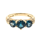 Zoe 14K Yellow Gold Round-cut Brazilian London Blue Topaz Ring