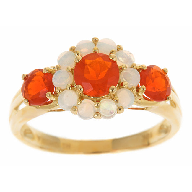 Melody 10K Yellow Gold Round-Cut Mexican Fire Opal Ring