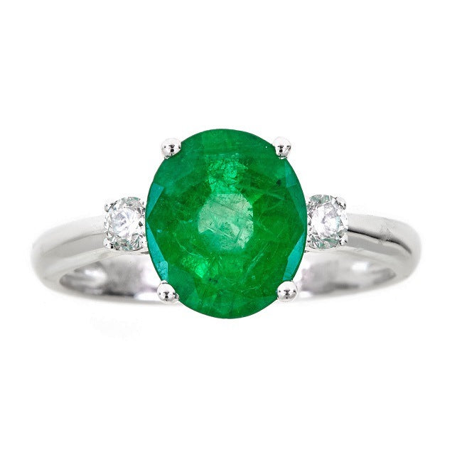 Radiant Splendor 14K White Gold Emerald Ring