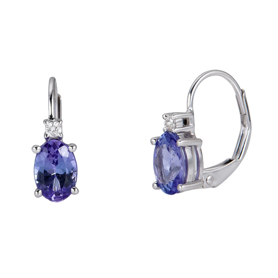 Brookes 10K White Gold Oval-Cut Tanzanian Tanzanite Earring