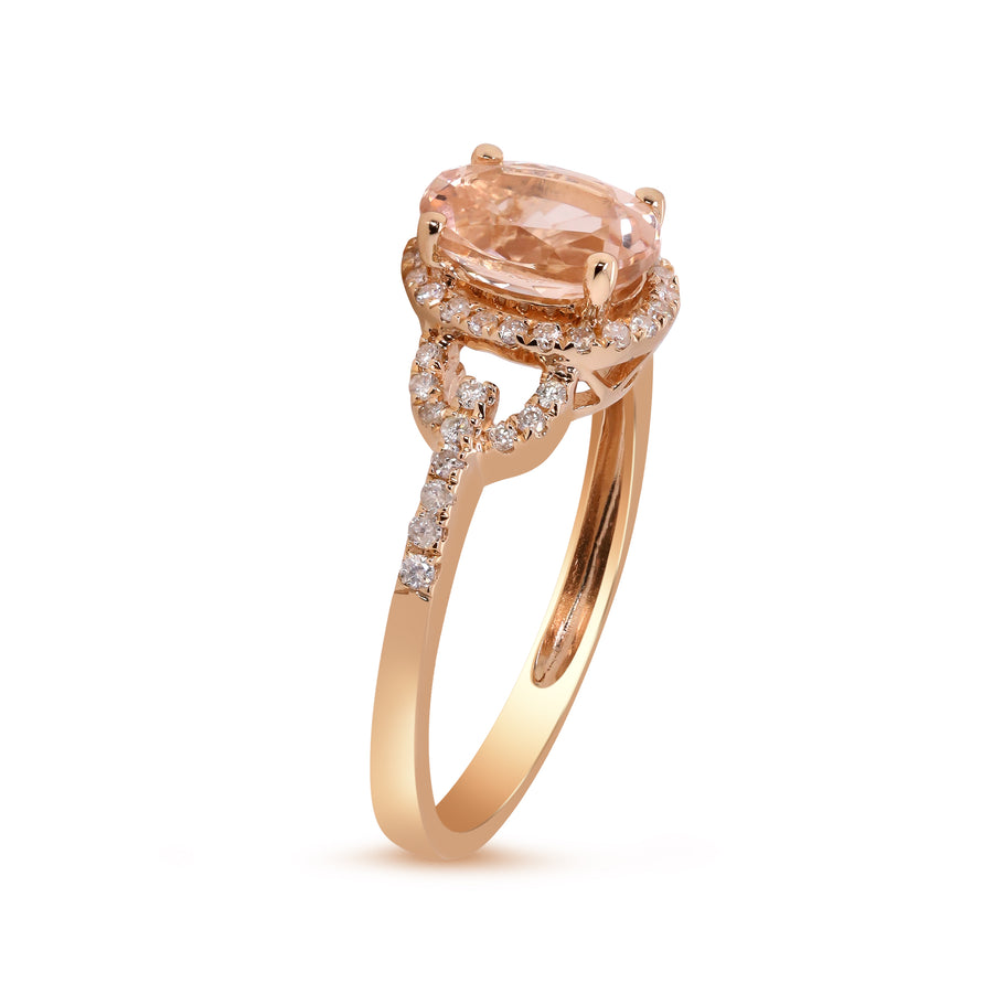 Genevieve 14K Rose Gold Oval-Cut Madagascar Morganite Ring