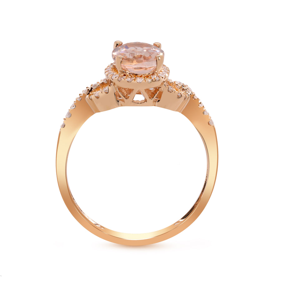 Genevieve 14K Rose Gold Oval-Cut Madagascar Morganite Ring