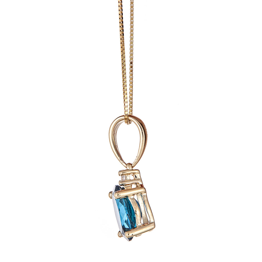 Emilia 10K Yellow Gold Oval-Cut Brazilian London Blue Topaz Pendant