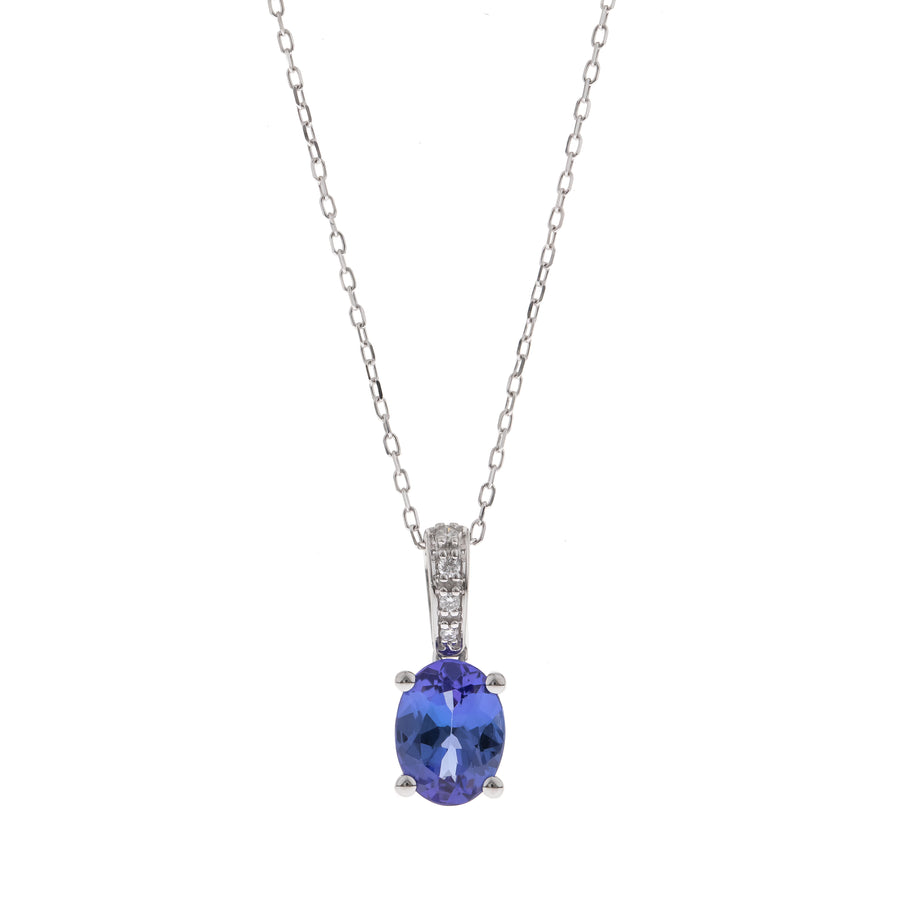 Aurora 14K White Gold Oval-Cut Tanzanian Tanzanite Pendant