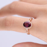 Lainey 10K Rose Gold Oval-Cut Madagascar Rhodolite Ring