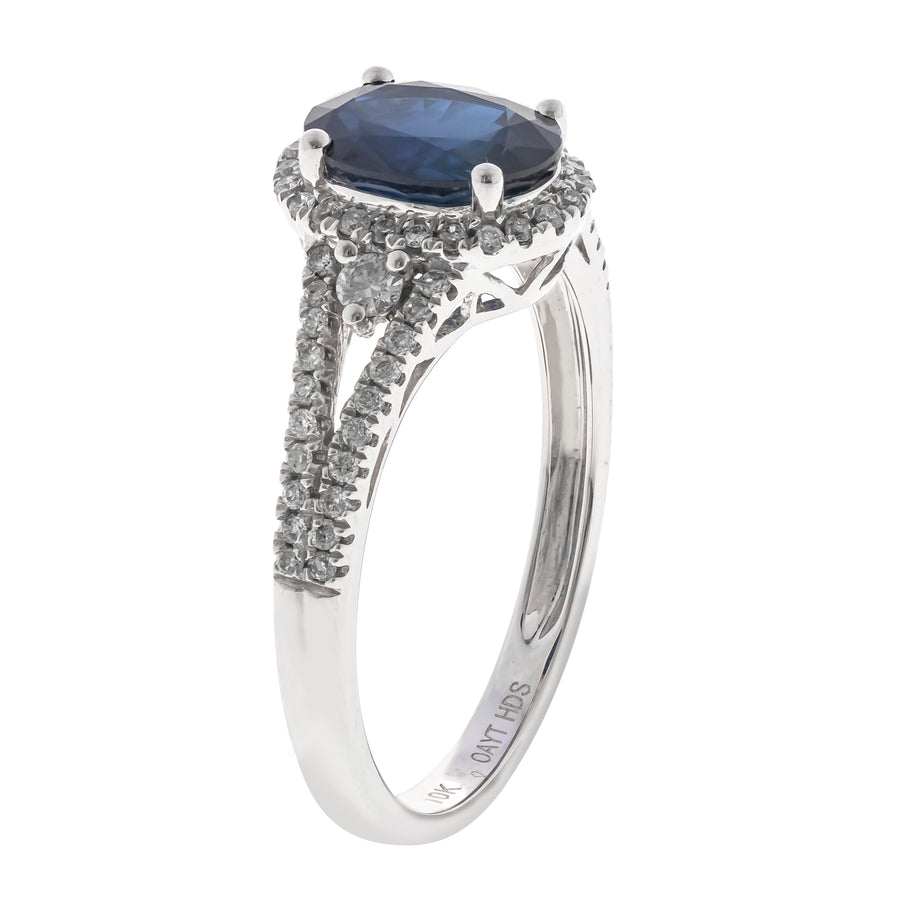 Camila 10K White Gold Oval-Cut Blue Sapphire Ring