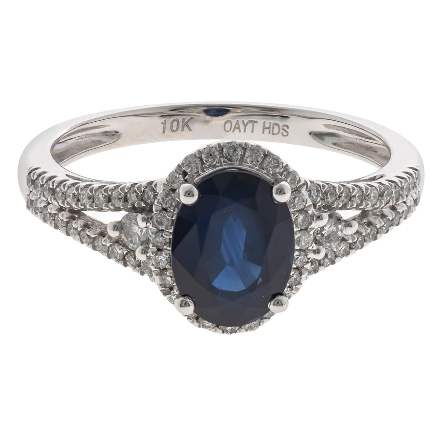 Camila 10K White Gold Oval-Cut Blue Sapphire Ring