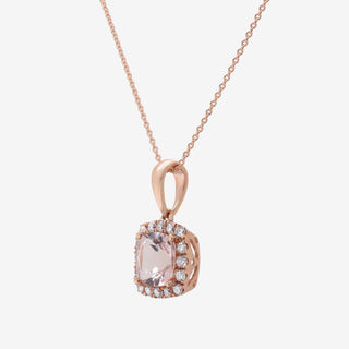 Emma 10K Rose Gold Cushion-Cut Madagascar Morganite Pendant