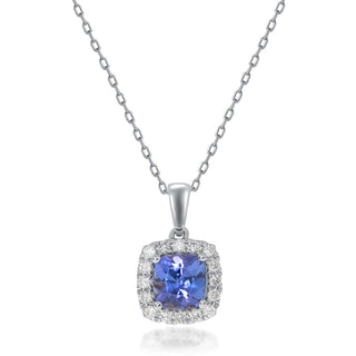 Brooklynn 14K White Gold Cushion-Cut Tanzanian Tanzanite Pendant