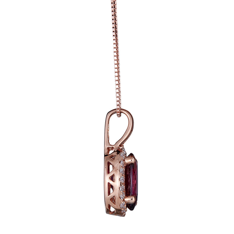 Luna 10K Rose Gold Oval-Cut Garnet Pendant