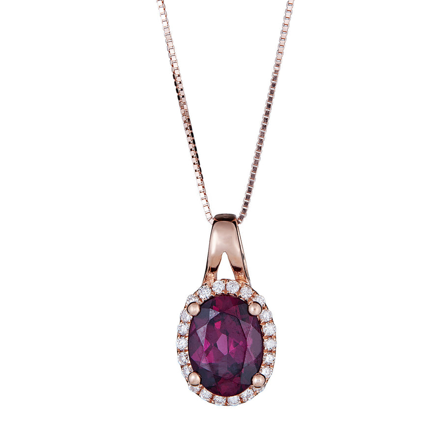 Luna 10K Rose Gold Oval-Cut Garnet Pendant