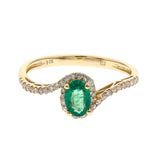Elegant Splendor: Juliana 10K Yellow Gold Ring with Oval-Cut Emerald