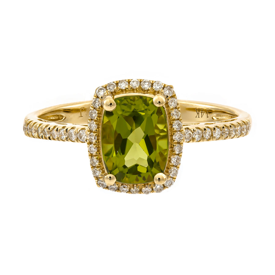 Brinley 14K Yellow Gold Cushion-Cut Manchurian Peridot Ring