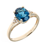 Blessing 10K Yellow Gold Oval-Cut Brazilian London Blue Topaz Ring