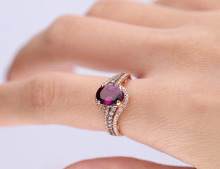 Lara 10K Rose Gold Oval-Cut Madagascar Rodholite Ring