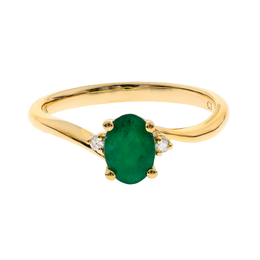 Victoria 14K Yellow Gold Oval-Cut Emerald Ring