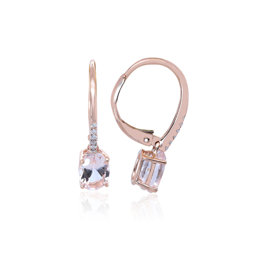 Jacqueline 14K Rose Gold Oval-Cut Madagascar Morganite Earrings