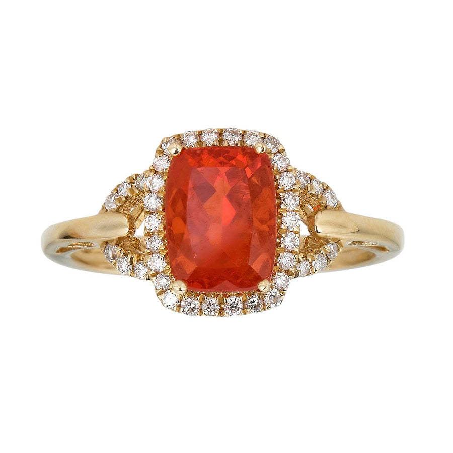 Emery 14K Yellow Gold Cushion-Cut Mexican Fire Opal Ring