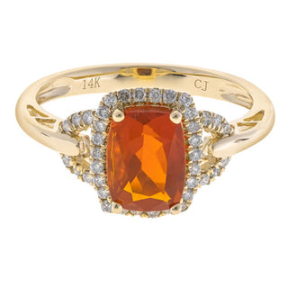 Esme 14K Yellow Gold Cushion-Cut Mexican Fire Opal Ring