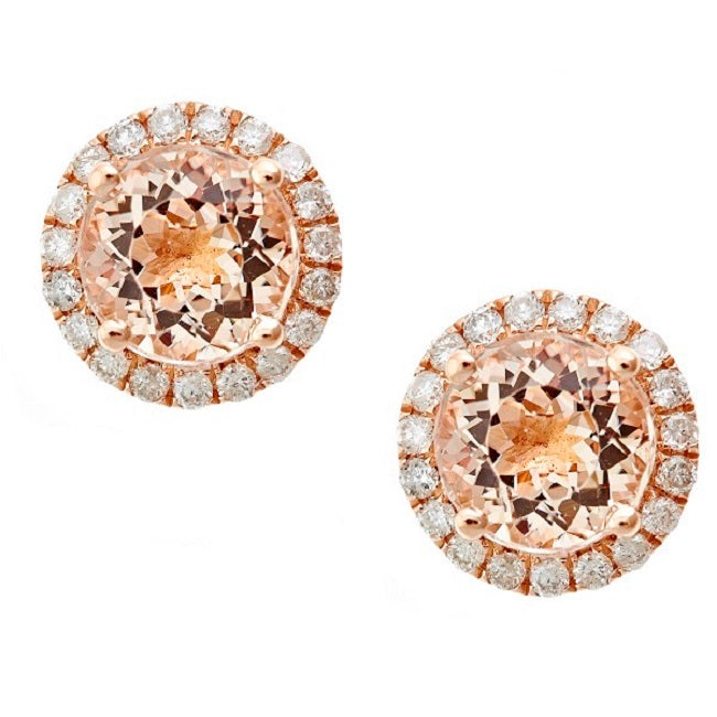 Eleanor 14K Rose Gold Round-Cut Madagascar Morganite Earrings