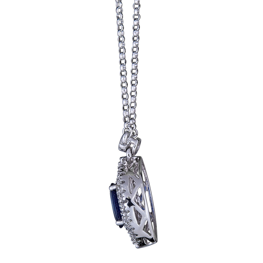 Aubree 14K White Gold Oval-Cut Ceylon Blue Sapphire Pendant