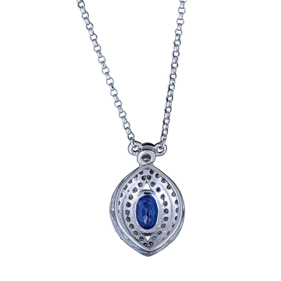 Aubree 14K White Gold Oval-Cut Ceylon Blue Sapphire Pendant