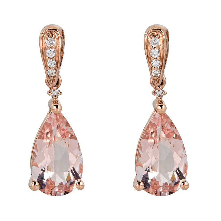 Rachel 10K Rose Gold Pear-Cut Madagascar Morganite Earring