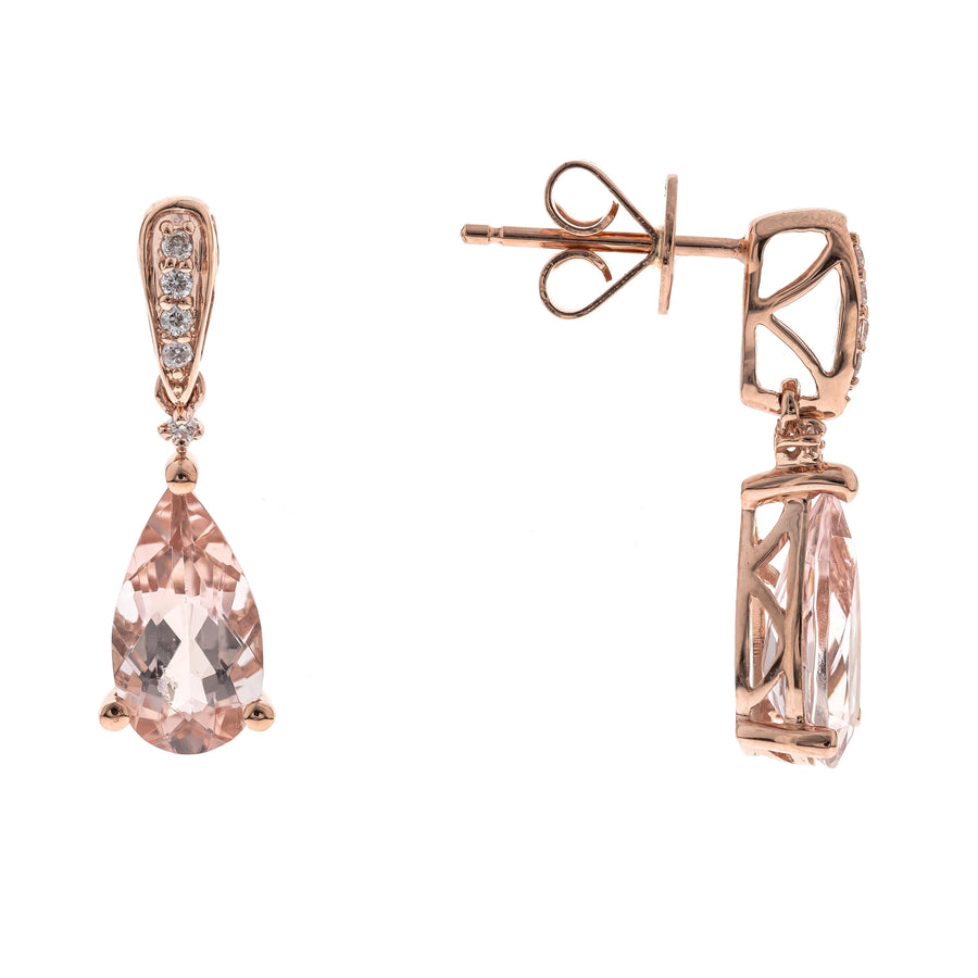 Rachel 10K Rose Gold Pear-Cut Madagascar Morganite Earring