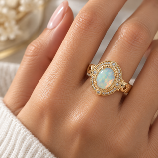 Maya 14K Yellow Gold Oval-Cut Ethiopian Opal Ring