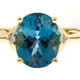 Alexandra 10K Yellow Gold Oval-Cut Brazilian London Blue Topaz Ring